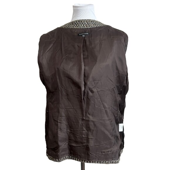 Eileen Fisher Brown Wool Blend Evening Jacket 3/4 Sleeve Womens Size Large / XL - Picture 8 of 9